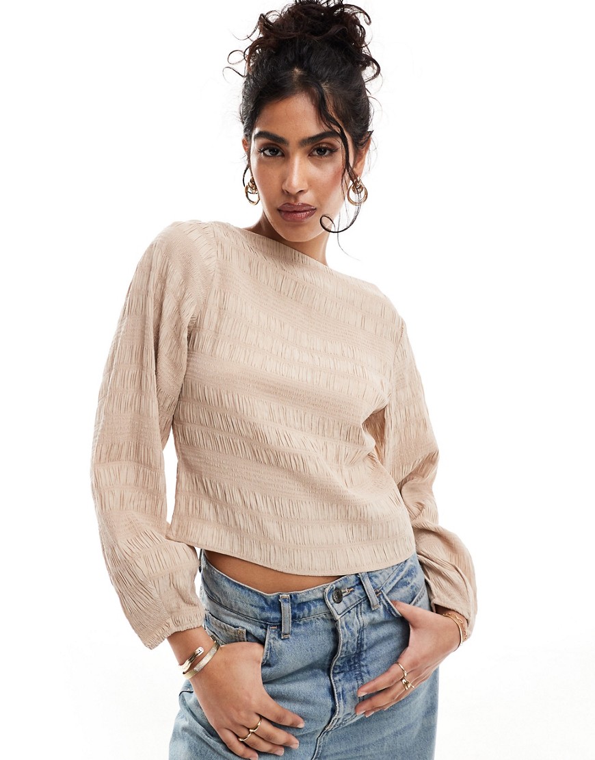 & Other Stories textured blouse in beige-Neutral