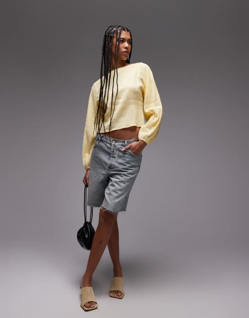 & Other Stories textured blouse in butter yellow, 4 of 4