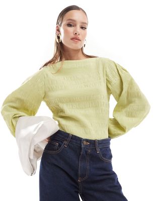 & Other Stories textured blouse in light khaki