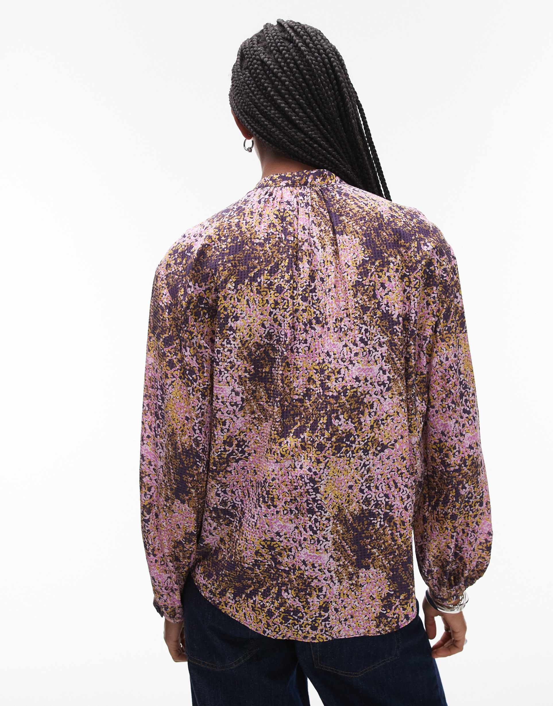 & other stories textured blouse in pink abstract print