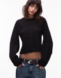 [Other Stories] & Other Stories textured blouse with button front in black L BLACK