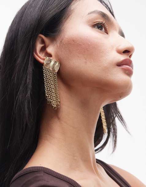 & Other Stories textured cascade drop earrings in gold tone - view 1