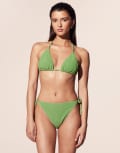 [Other Stories] & Other Stories textured crinkle triangle bikini top with removable padding in green 32 Green