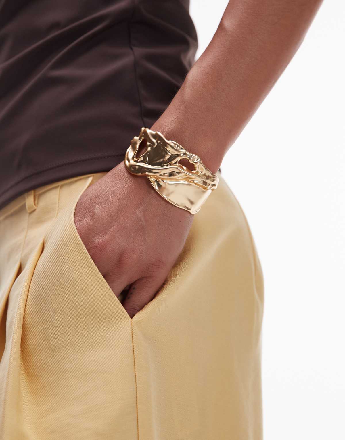 & Other Stories textured cuff bracelets in gold
