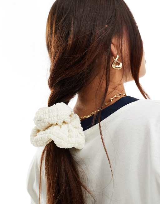 & Other Stories textured hair scrunchie in off-white