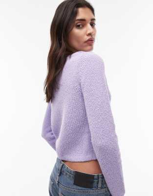 & Other Stories Textured Knit Cardigan With Tie Front In Purple