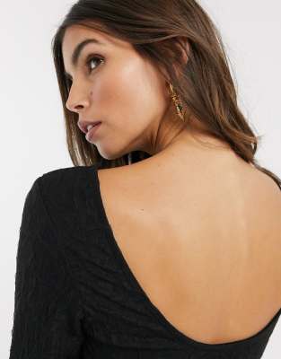  Other Stories textured low back long sleeve top in black