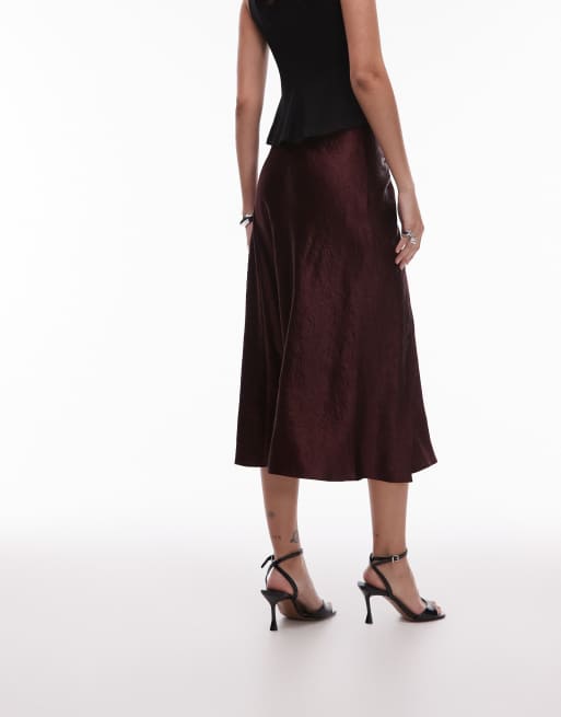 & Other Stories textured satin wrap skirt in brown, 5 of 5