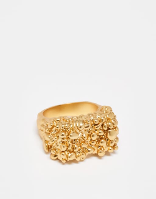 & Other Stories textured sqaure ring in gold