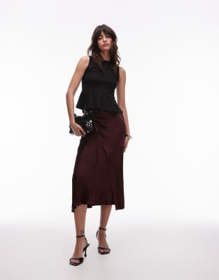 [Other Stories] & Other Stories textures satin wrap skirt in brown 34 BROWN