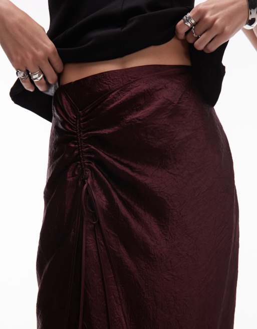 & Other Stories textures satin wrap skirt in brown, 4 of 5