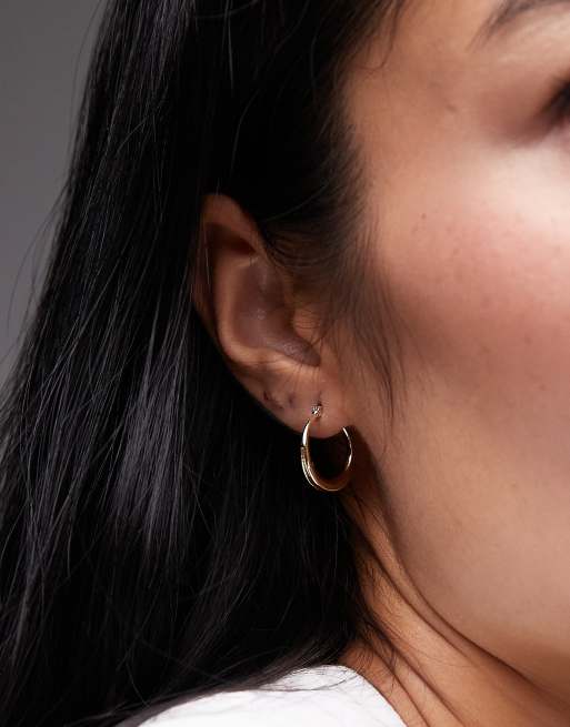 & Other Stories thick edge small hoop earrings in gold tone