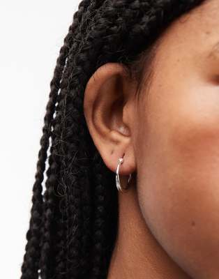 & Other Stories & Other Stories thick edge small hoop earrings in silver