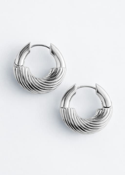 & Other Stories thick twist hoops in silver, 2 of 4