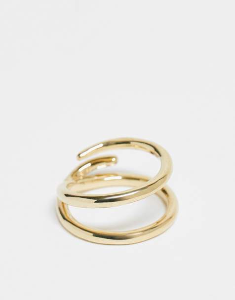 & Other Stories thin asymmetric cross over ring in gold - view 1