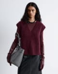 [Other Stories] & Other Stories thread mohair knitted v neck vest in burgundy-Red S BURGUNDY