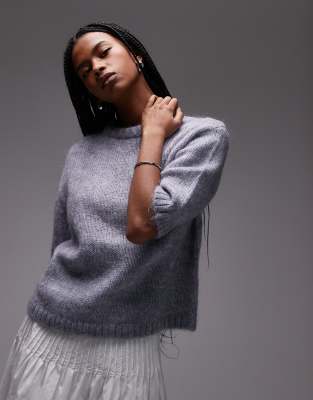 & Other Stories Three Quarter Sleeve Knit Sweater In Gray