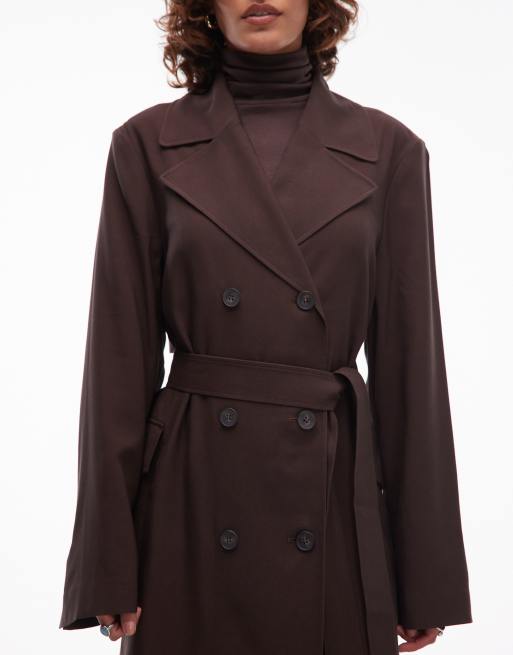 & Other Stories throw-on midaxi belted trench coat in dark brown, 2 of 4