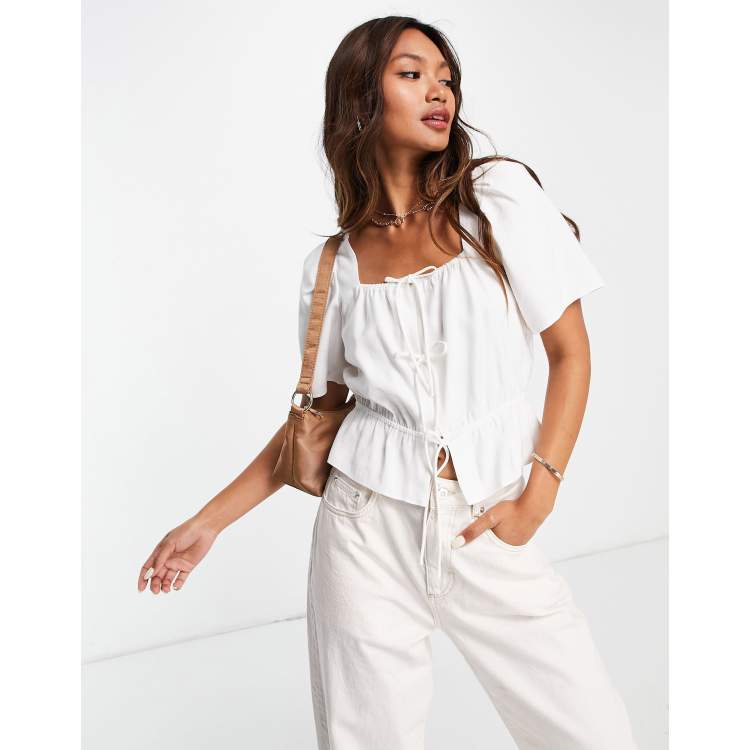 & Other Stories tie detail blouse in off white - WHITE | ASOS