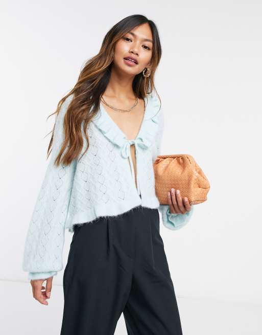 Ruffle edge outlet cardigan