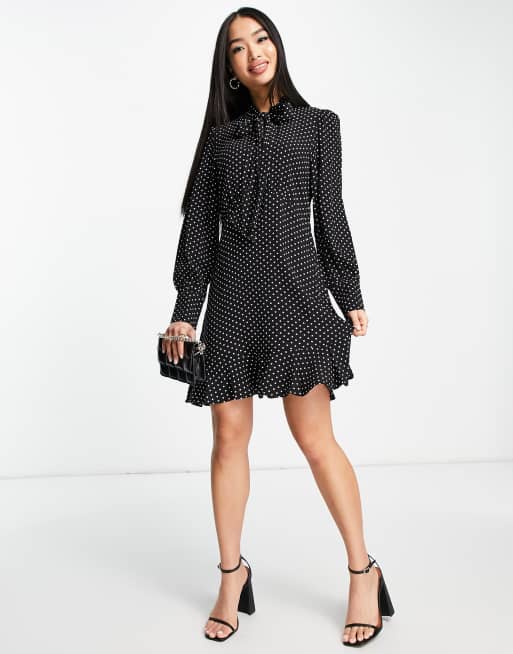 Tie neck mini outlet dress