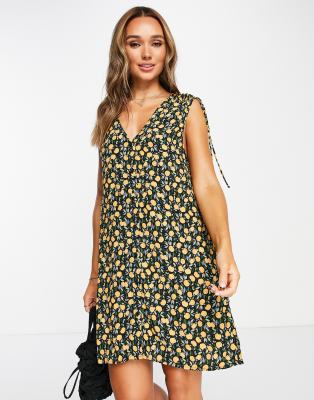 & Other Stories tie shoulder mini dress in floral  print