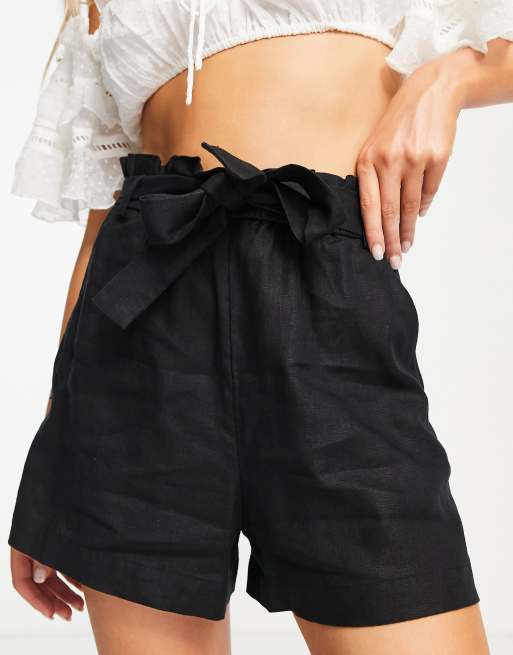 Black 2024 linen shorts