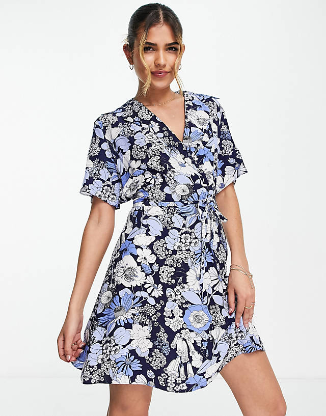 & Other Stories - tie waist mini dress in floral print