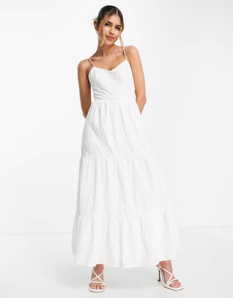 & Other Stories tiered embroidered maxi dress in white - view 1