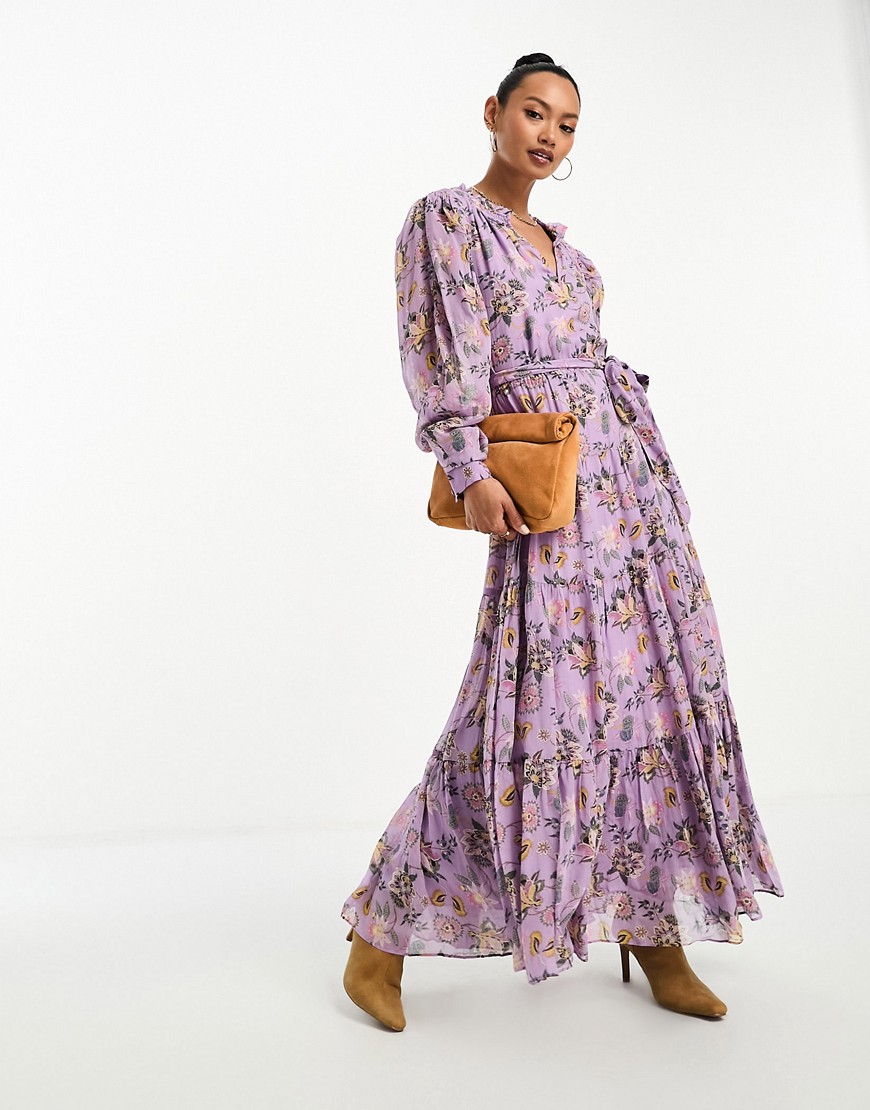 & Other Stories tiered maxi dress in purple floral