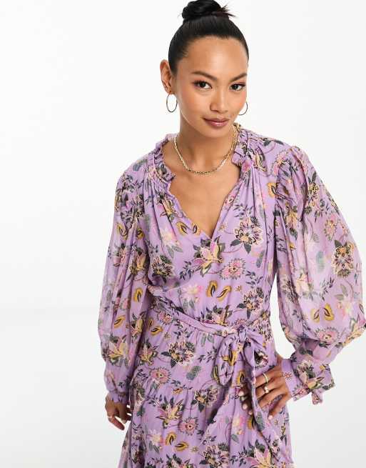 & Other Stories tiered maxi dress in purple floral | ASOS