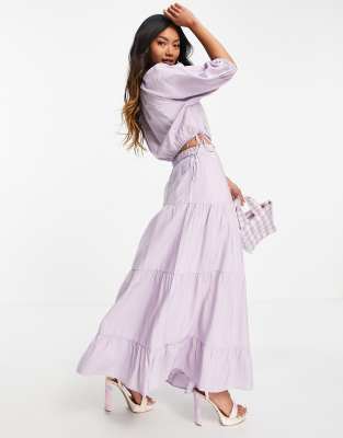 & Other Stories tiered midi skirt in lilac - PURPLE - part of a set | ASOS