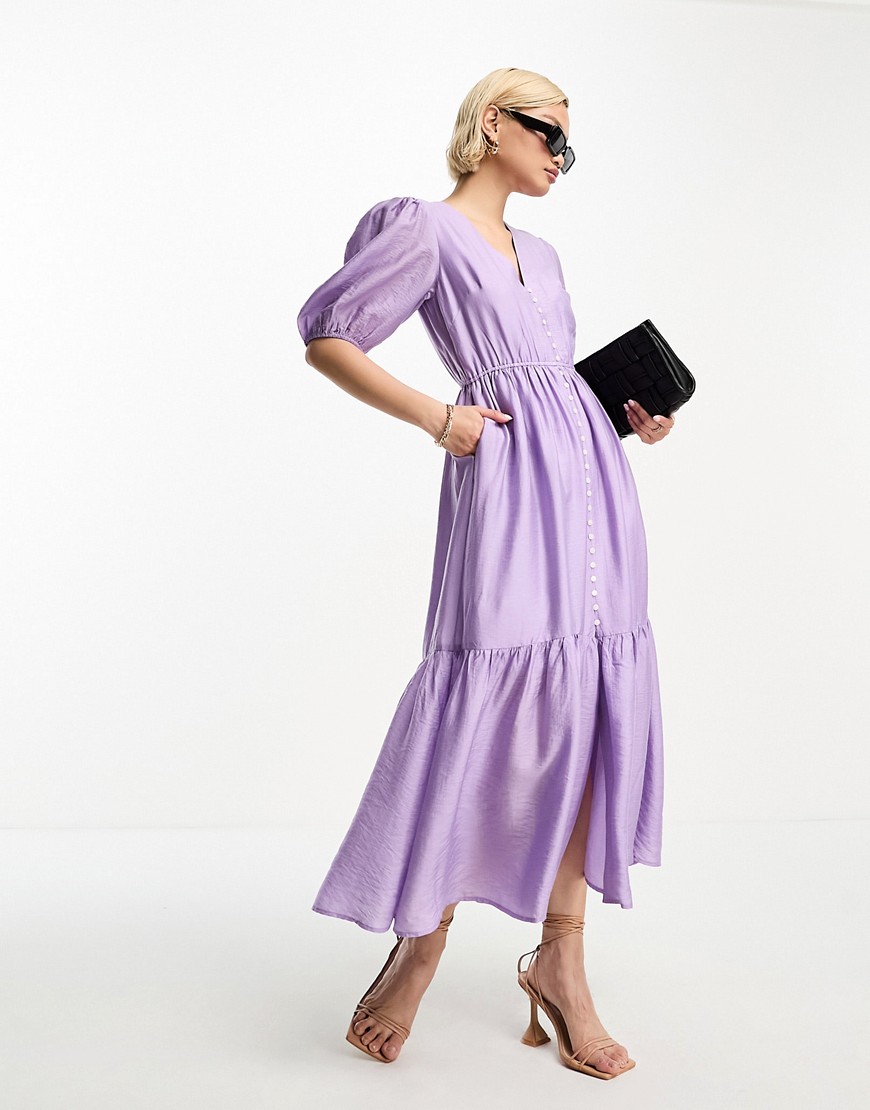 & Other Stories tiered volume maxi dress in lilac-Purple
