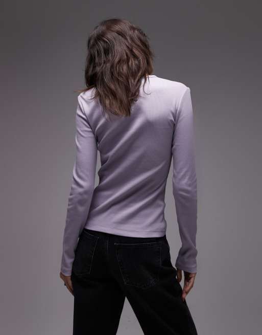 & Other Stories - Top a maniche lunghe in morbido jersey a coste lilla, 3 di 4