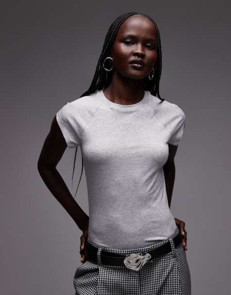 & Other Stories - Top ajusté en jersey à col ras de cou et mancherons - Gris - view 1