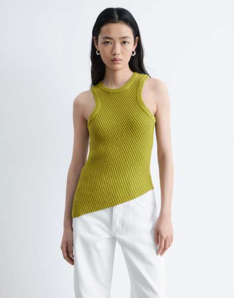 & Other Stories - Top asimmetrico in maglia verde lime - view 1