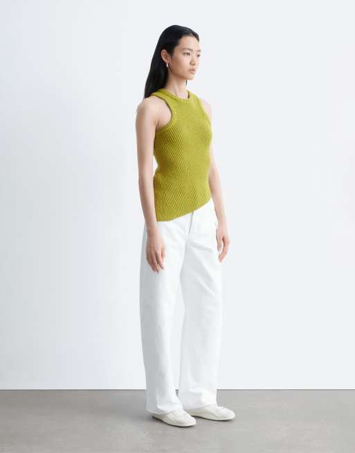 & Other Stories - Top asimmetrico in maglia verde lime, 2 di 4