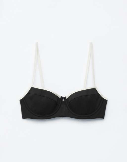 & Other Stories - Top bikini mix and match con coppe con ferretto nero con finiture bianche, 4 di 4