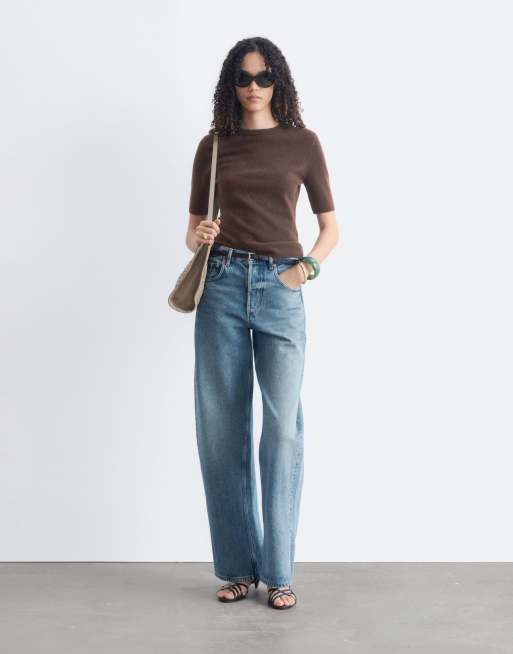 & Other Stories - Top in maglia sottile di cashmere marrone scuro, 2 di 5