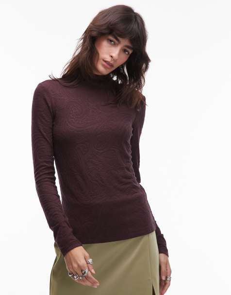 & Other Stories - Top manches longues effet seconde peau en jersey style jacquard - Marron - view 1
