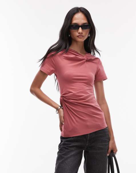 & Other Stories - Top met geknoopt wikkeldetail in roze - view 1