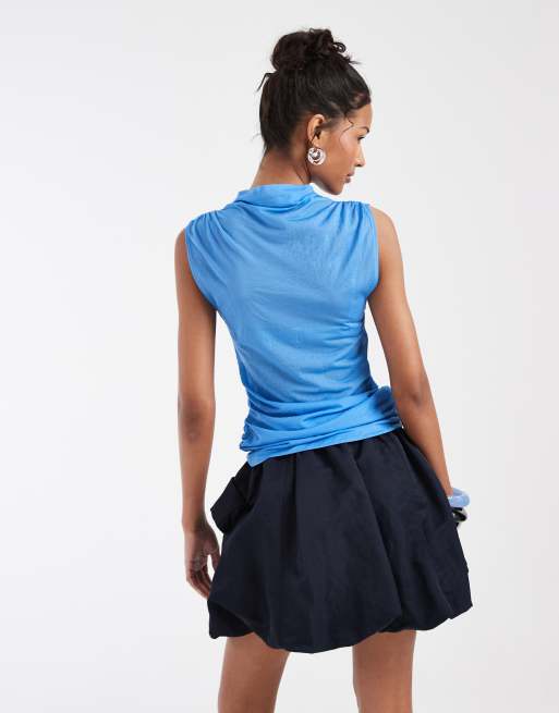 & Other Stories - Top senza maniche drappeggiato trasparente azzurro, 4 di 4