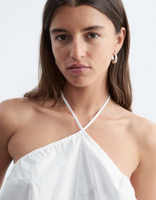 & Other Stories - Top van katoenen poplin met halternek in wit, 2 van 4