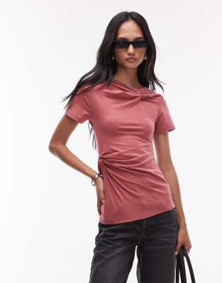 & Other Stories  top with knotted wrap detail in pink - view 1