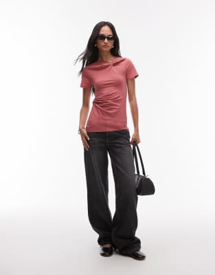 & Other Stories Top With Knotted Wrap Detail In Pink