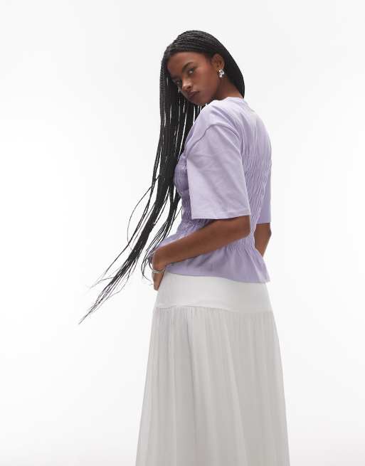 & Other Stories top with ruched corset detail in lilac, 3 of 4
