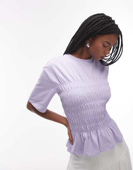 & Other Stories top with ruched corset detail in lilac, 4 of 4