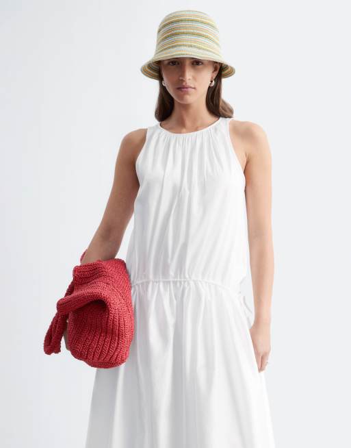 & Other Stories – Trapezförmiges Maxikleid aus reiner Baumwolle in Weiß mit tiefer Taille, 3 von 4