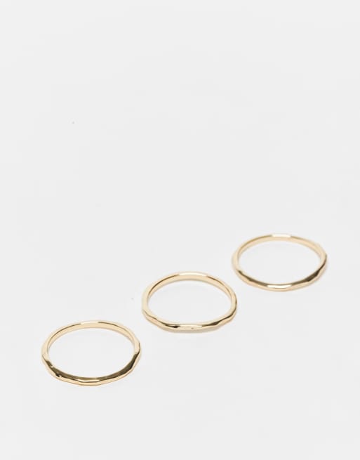 & Other Stories - Tre anelli sottili combinabili color oro 
