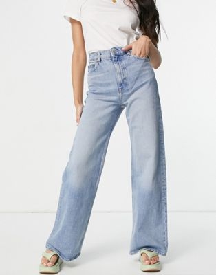 & Other Stories Treasure cotton wide leg high rise jeans in fisher blue - MBLUE - ASOS Price Checker